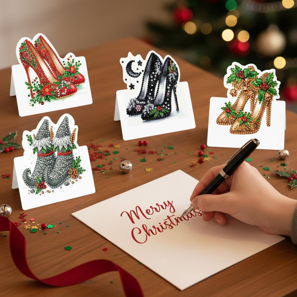 6Pcs Christmas Birthday DIY Diamond Painting Greeting Card Kit with Envelopes for Beginner Adult Birthday Holiday Blessing