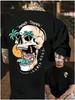Best 2026 New Sale Unisexs Cotton Tshirt With Tropical Skull Print Casual Sporty Summer Tshirt Suitable For Outdor