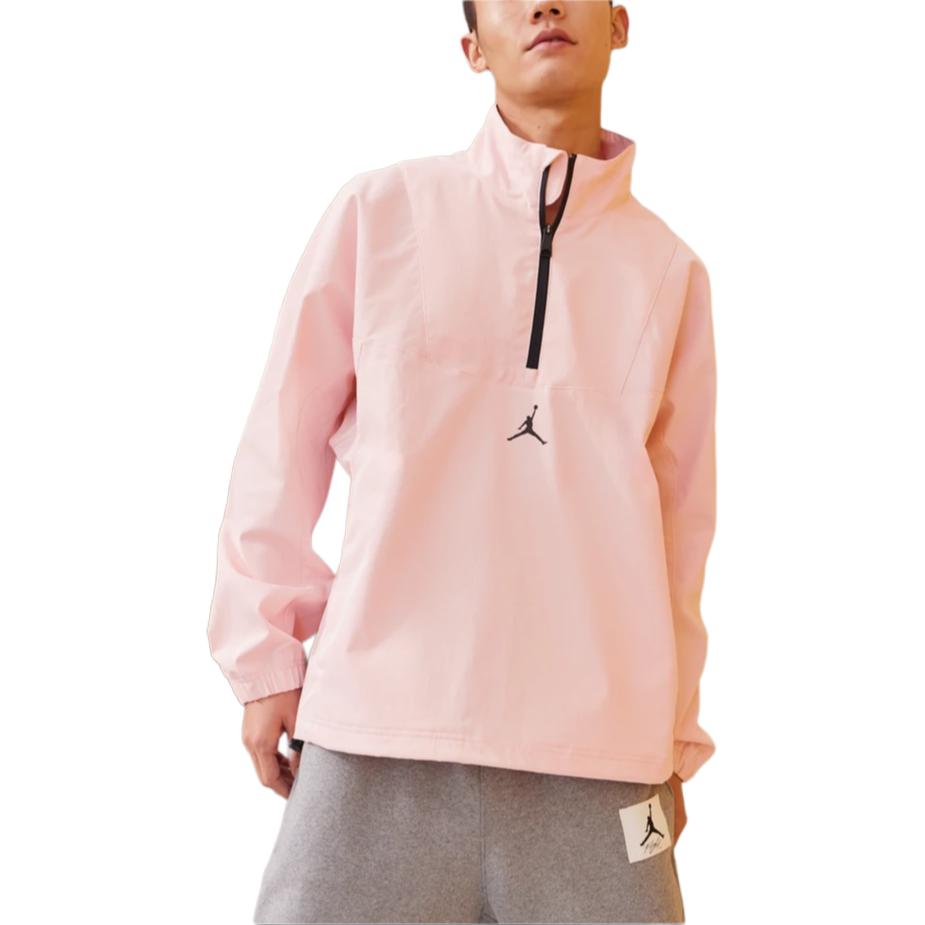 Jordan Sportliche einfarbige Stehkragen-Casual-Hoodie für Herren mit halbem Reißverschluss, Legendär-Pink DZ0556-622