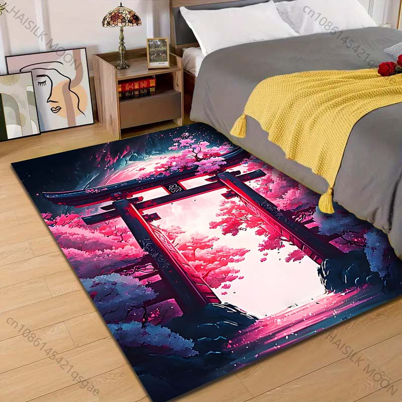 Japanese cherry blossom shrine Pattern Rug Carpets for Bedroom Living Room Sofa Mat Creative Door Mat Cloakroom Home Decor 40x60cm