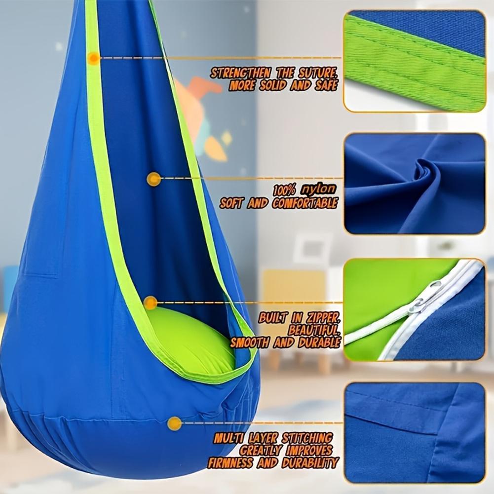 Light Up Kids Pod Swing Seat Cotton Hanging Chair 4 Light Modes 16 Colors Pod Swing Chair Kids Sensory Swing for Indoor Outdoor