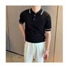 Summer New Fashionable Knitted Men's Polo Shirt, Chic Short Sleeve Slim Fit Casual Turn-Down Collar T-Shirt Trend