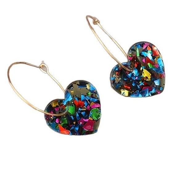 Korean version of fashion gradual change heart earrings temperament personality lady earrings jewelry