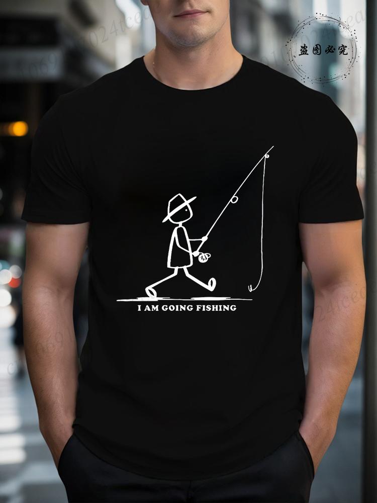 Mens Mens Going Fishing Graphic Casual T Shirt Summer Printed TShirt Soft Round Neck Short Sleeve Tee Shirts Unisex Harajuku
