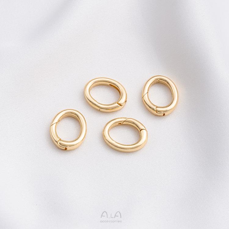 14K Gold-Filled Color-Preserving Oval Spring Clasp for DIY Pearl Chains