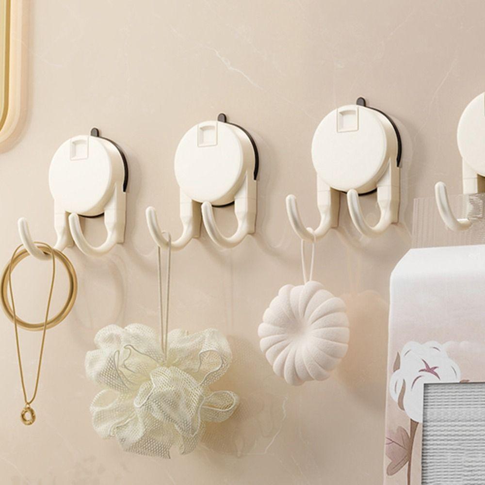 2Pcs Non-Marking Paper Towel Double Hooks Plastic Kitchen Storage Hooks Suction Cup Hooks Bathroom