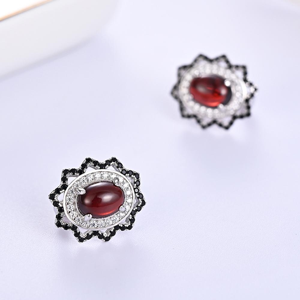 Cercei Retro de Lux Ușor din Argint Sterling 925 cu Pietre Prețioase Naturale de Granat Roșu Bijuterii Fine Cadou pentru Femei