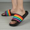 Women Rainbow Thick Sole Summer Beach Slides Bathroom Anti-Slip Slipper Soft Sandals Fashion Flip-Flops Ultra-Light Letter Shoe