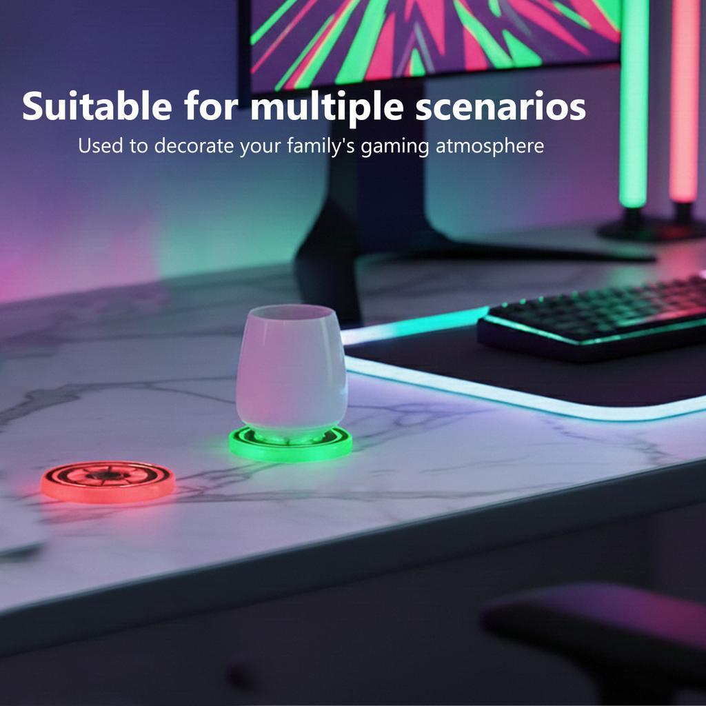 2PCS LED Car Cup Holder Light  3 Mode 7 Color Conversion  Rechargeable Cup Holder With Brightness And Vibration Sensors  Cool Car Accessories  Gaming