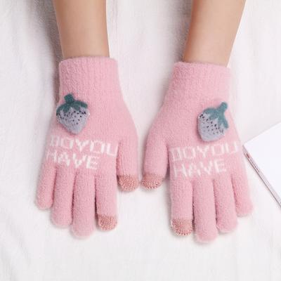 New Knitted Cartoon Gloves Plush Cold-proof Gloves Women's Winter Warm Plush Thickened Student Accessories Gloves