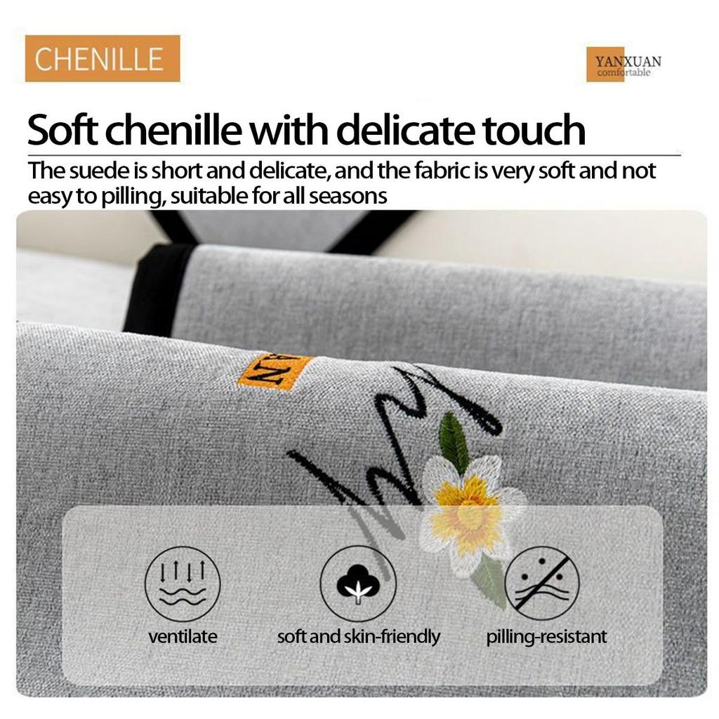 Chenille Sofa Cushion Cover: Simple Modern, Non-Slip, Four Seasons Universal Embroidery.
