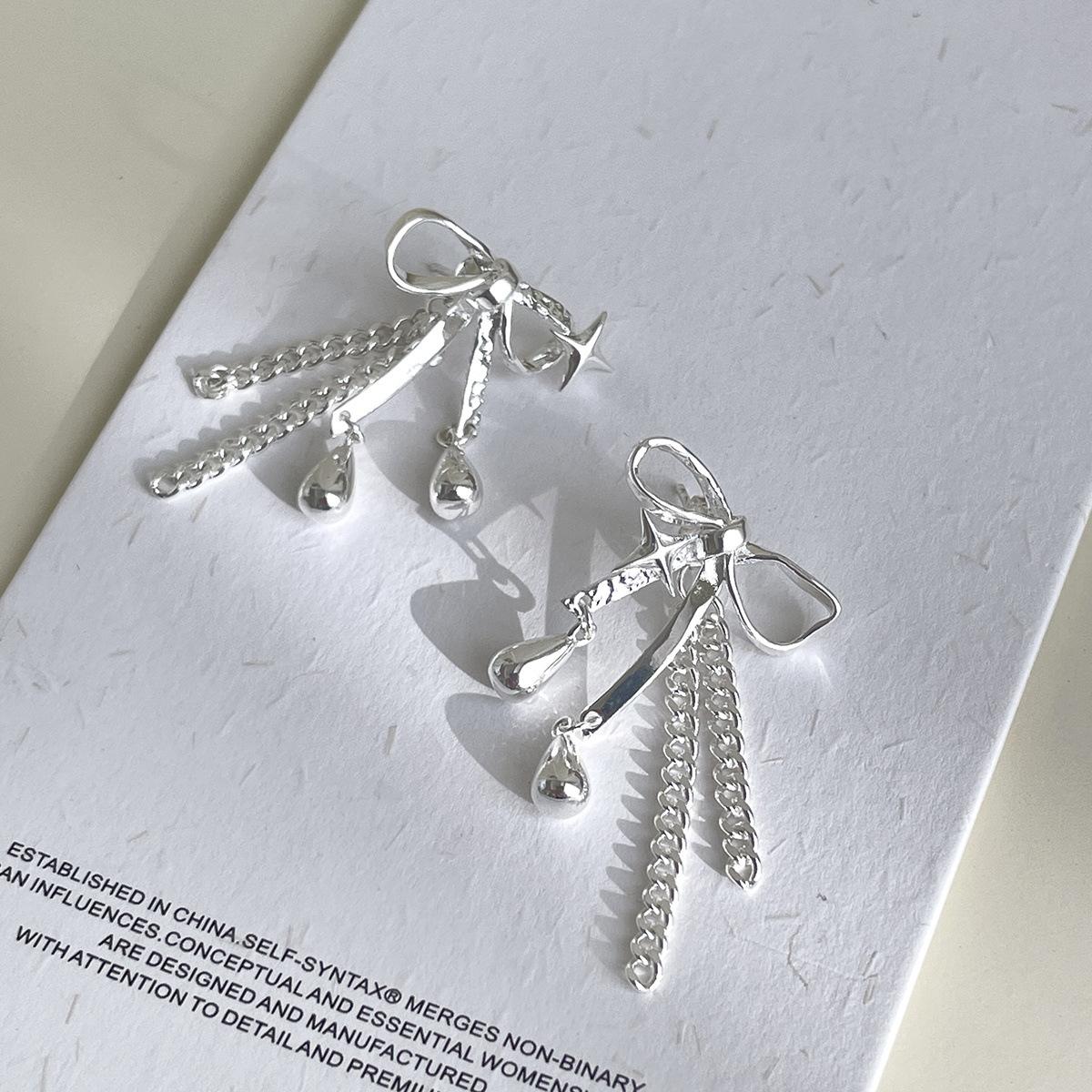 

925 Silver Needle Quadruple Water Drop Pendant Earrings Women s Light Luxury Fashion Irregular Bow Earrings New Earrings 925 silver needle