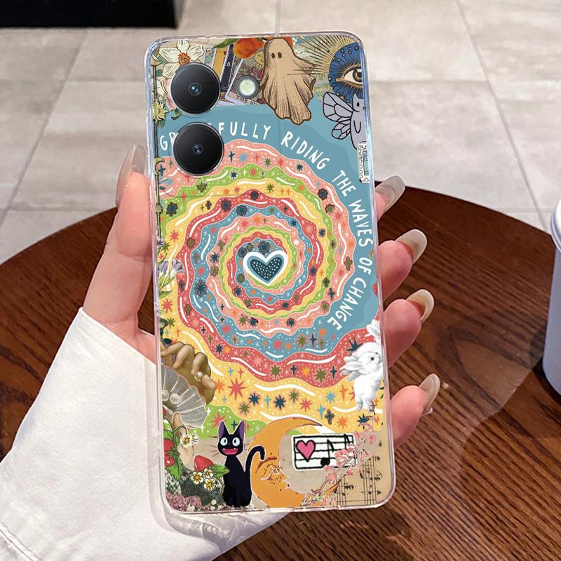 Jelly Casing For Vivo Y36 V2247 V2248 4G Y27 5G Y77T Y27S Y100I Clear Silicone Soft TPU Back Cover Cute Cat Rabbit Phone Case