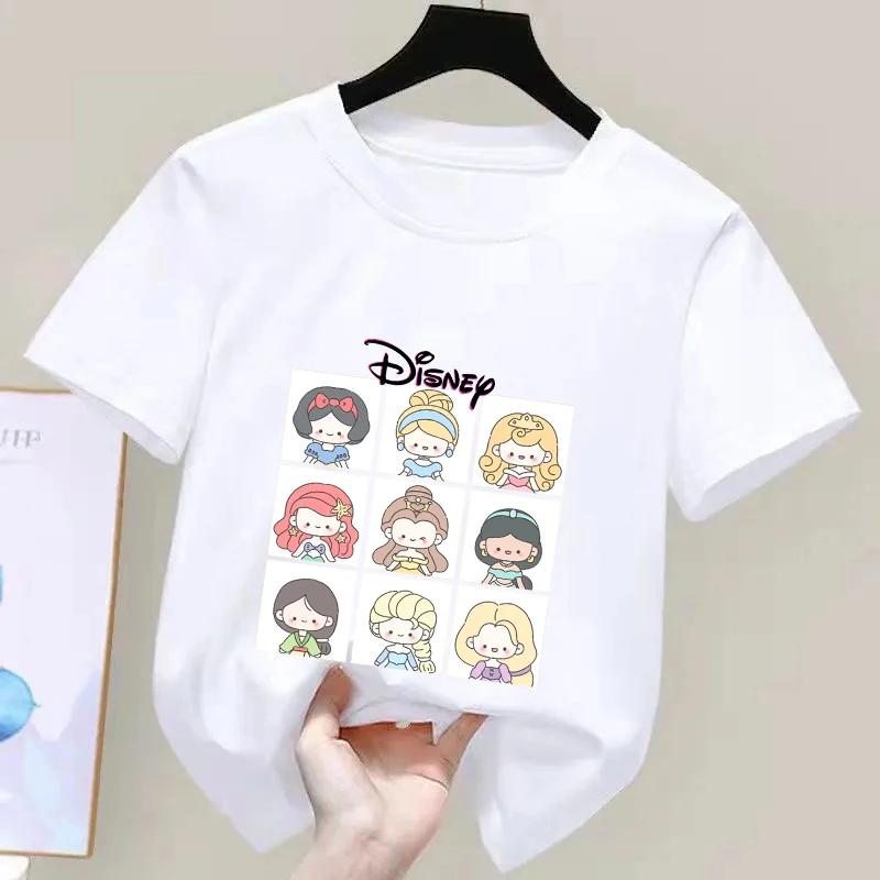 

2026 100% Бавовна Дісней Принцеси Аніме Літня Нова Мода Різноманітні Бавовняні Дитячі Мультяшні Футболки З Круглим Вирізом З Коротким Рукавом 100