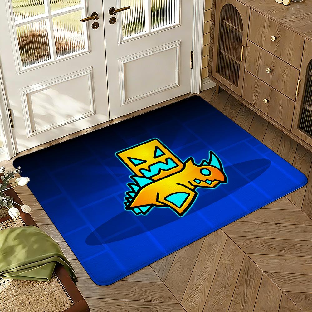Game Geometry Dash Floor Mat Soft Thickened Absorbent Non-Slip Bedroom Living Room Door Mat Home Decor Flannel Rugs