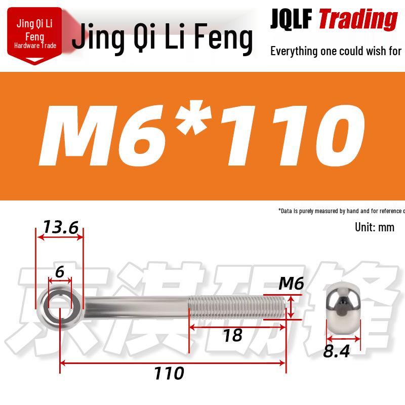 Stainless Steel GB798 Eye Bolt, Full Series M5-M16