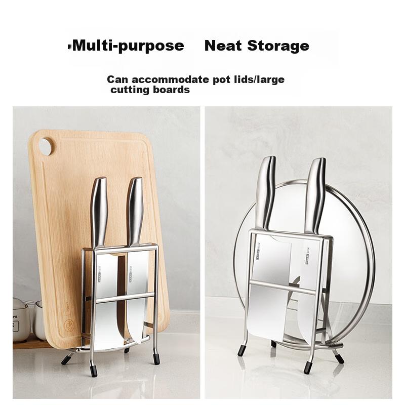 Newair Knife And Cutting Board Holder, Integrated 304 Thickened Stainless Steel Kitchen Multi-Functional Storage Rack for Chopping Boards
