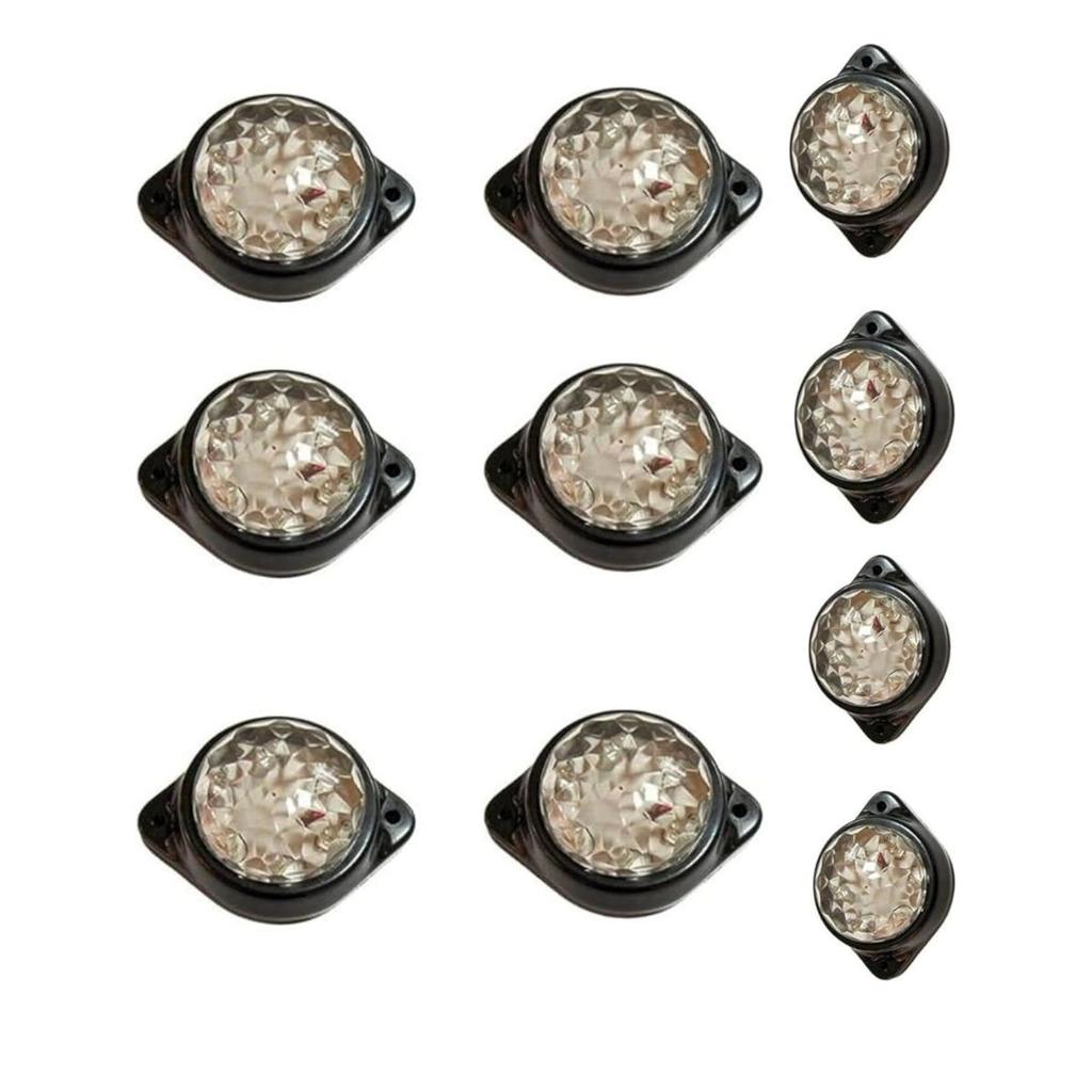 10 Pcs Mount Clear LED Rear Side Marker Light Trucks, Traile,Cab Marker, RV Marker,Marine
