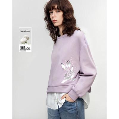 Demana Women's Cloud Cotton Hollow-Out Loose Sweatshirt