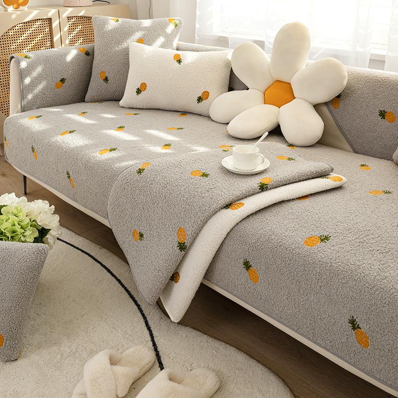 Lambswool Sofa Cushion Four Seasons Fabric Non-Slip Seat Cushions All-Inclusive Sofa Cover Cover Cloth Living Room Thickening