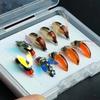 Set da 9 Pezzi Mosche Secche Pesca a Mosca Laser Doppia Ala Mosche Artificiali Esca, Ninfa, Ninfa con Testa in Ottone Esca, Lure per Pesca Trota Salmone