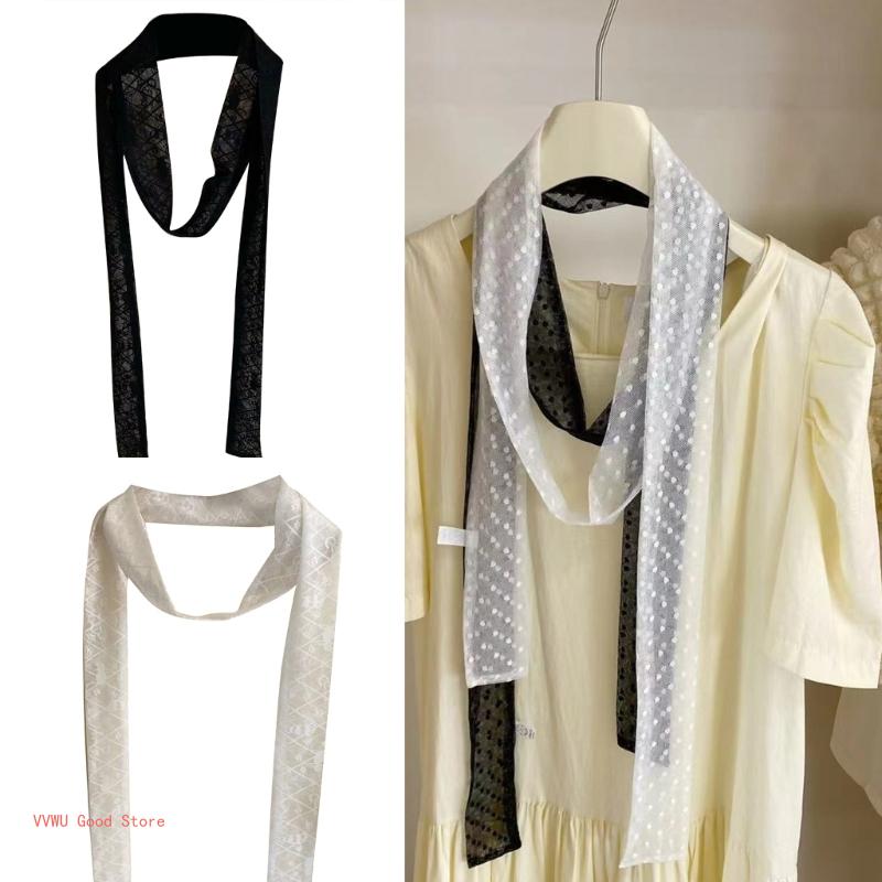 Hair Scarf for Girl Narrow Lace Neck Scarf Elegant Neckwear Hand Tied Hair Wrap