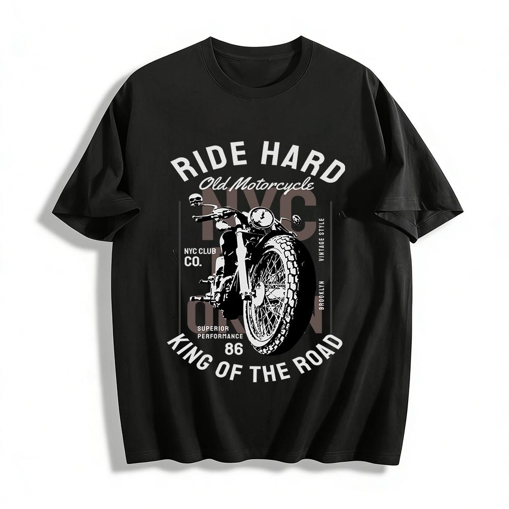 

Ride Hard NYC Vintage Motorcycle Graphic Tee Biker Streetwear Pure cotton T-shirt XXS