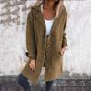 Winter Women Wool Coat Mid Length Overcoat Loose Turn Down Collar Single Breasted Long Sleeves Solid Color Pockets Jacket for Commuting Dating