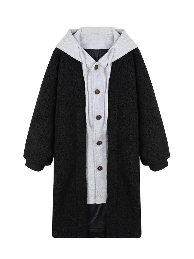 Dámská podzimní a zimní volná elegantní mikina s dlouhou bundou s kapucí, temperamentní