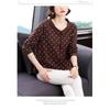 Autumn Pure Cotton Long-sleeved T-shirt for Middle-aged Mothers  Polka-dot Doll Collar Top Loose Bottoming Shirt