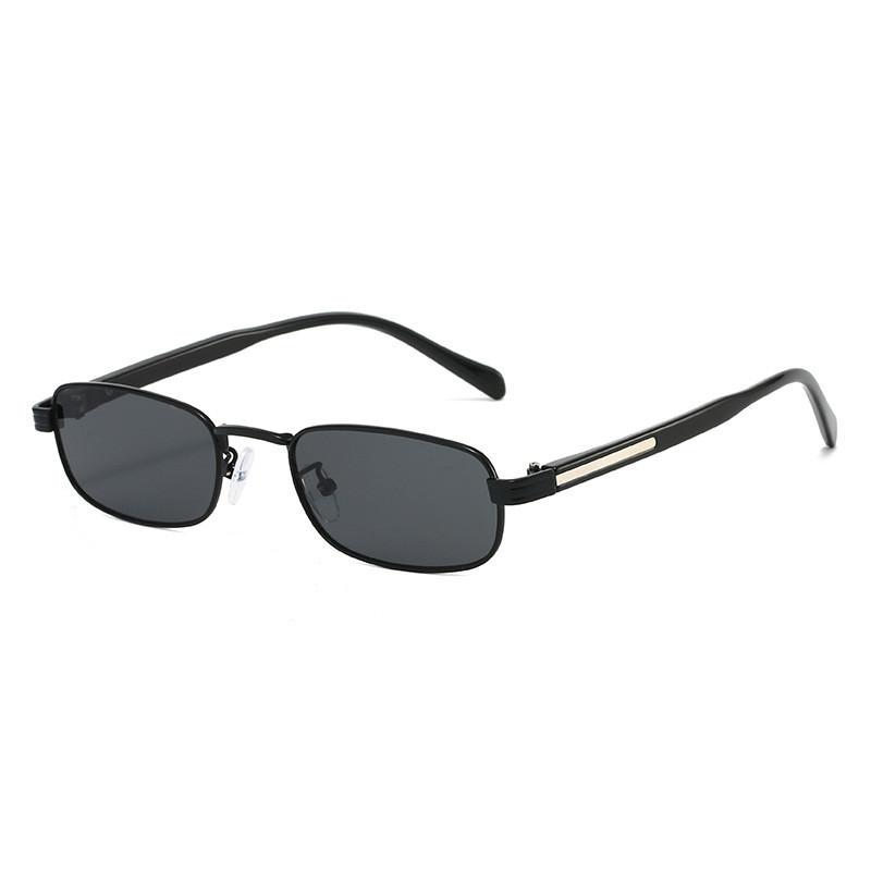 Geometric Metal Square Sunglasses Uv400 For Outdoor Activities And Fashion BlackFrameGrayLens