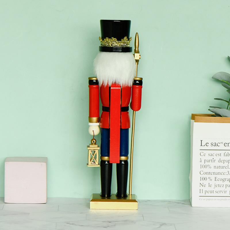 35cm Nutcracker Christmas Decor Wooden Christmas Decorations Nutcracker Figures Christmas Festive Collectible for Home