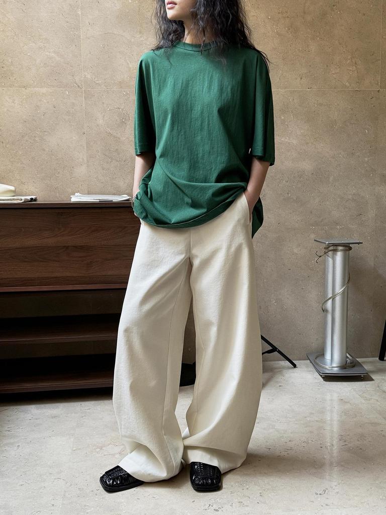 Louvre Spring Parisian Old Money High-Waist Scimitar Trousers: Women's Loose, Crisp, Slim Fit Commuter Style