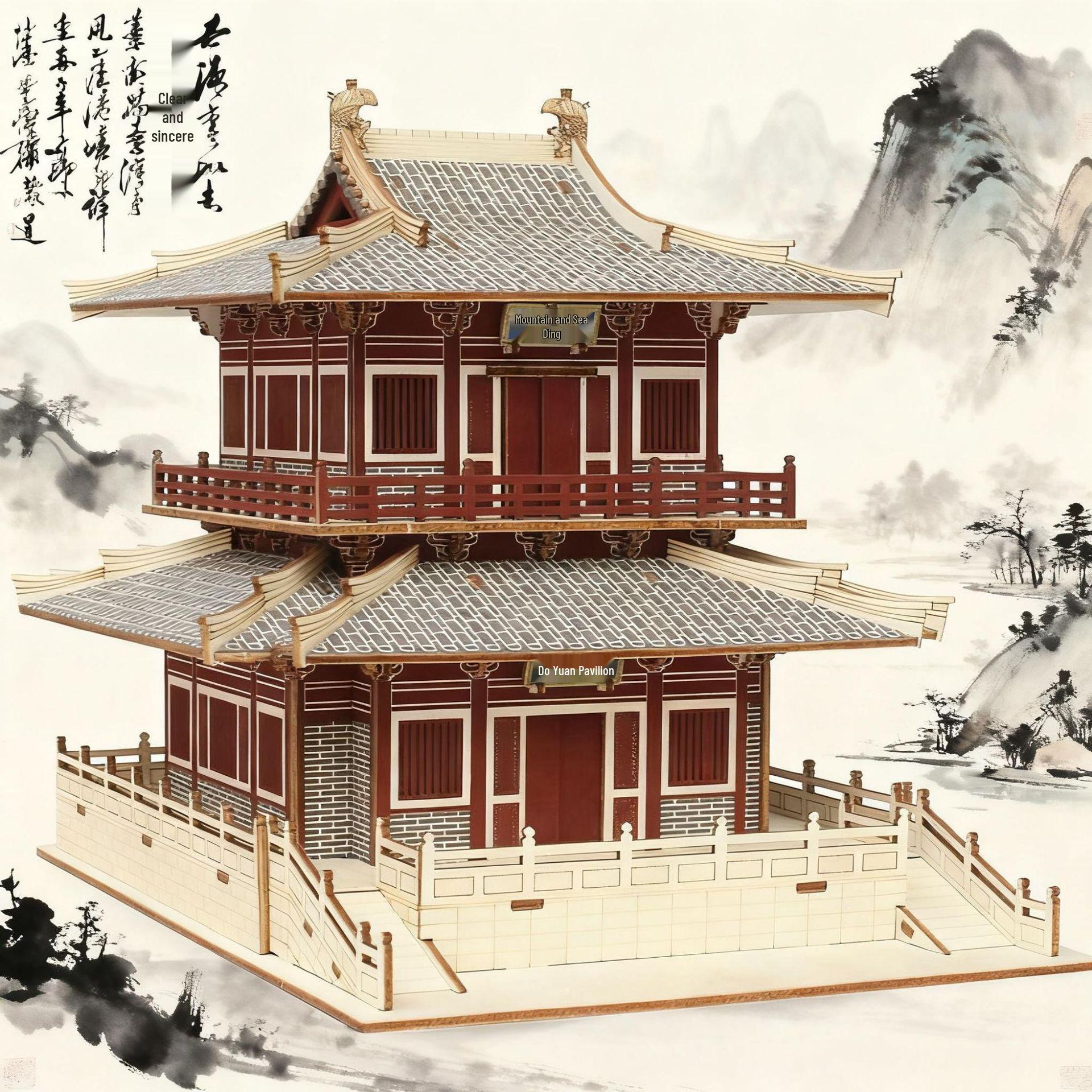 3D Wooden Jigsaw Puzzle - Ancient Building Model Kit with Laser-Cut Architecture Design