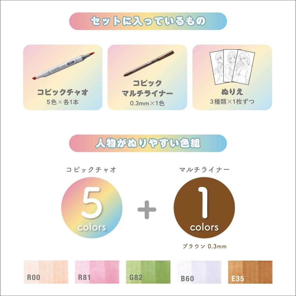 Copic Ciao Illustration Set Mini Illustration Marker Pens (Cute) Markers,