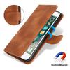 Wallet Case for iPhone SE (2022)/(2020)/8/7 Double Folded Edge Skin Touch PU Leather Flip Phone Cover