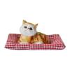 Simulated Cat Toy with Cloth Mat Lifelike Meowing Plush Kitten Model Stuffed Animal Doll Home Office Desktop Decoration Ornament
