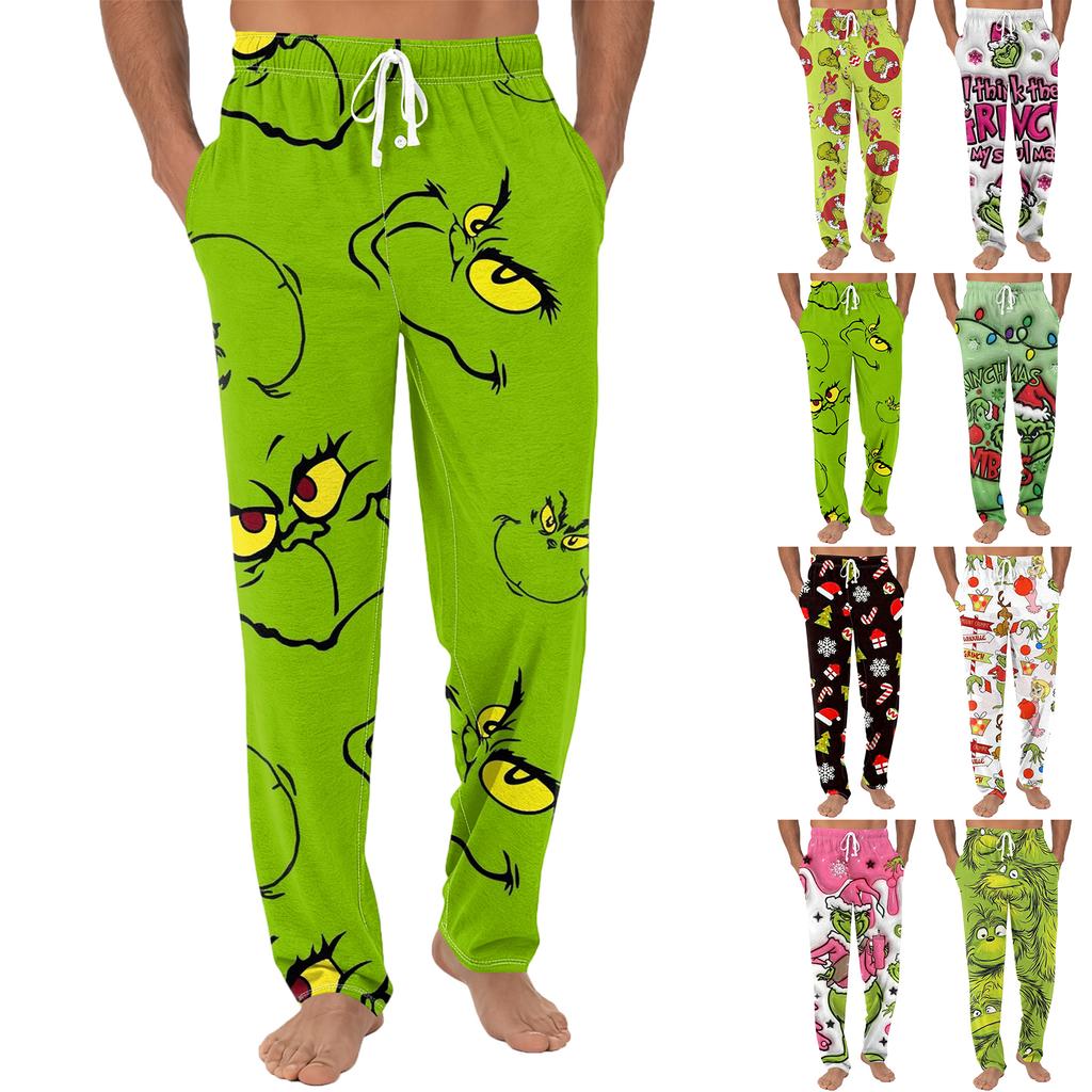 Men's Plain Knit Solid Pocket Casual Pants Home Pajama Pants