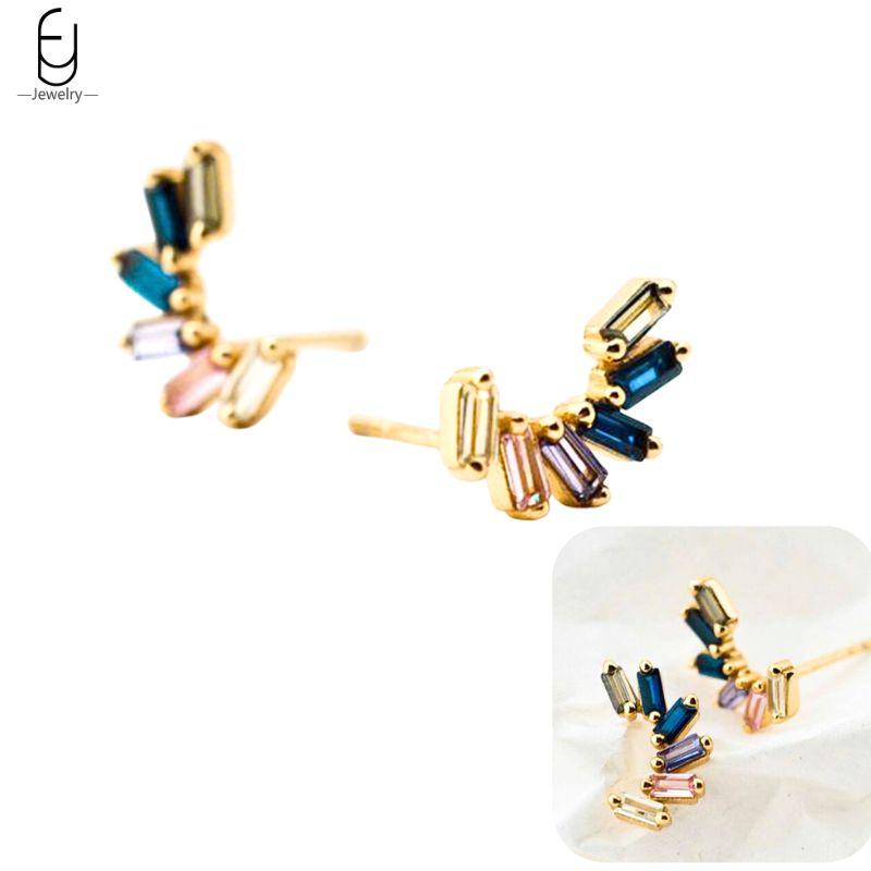925 Silver Ear Buckles Fashion Hoop Earrings Colorful Crystal Pendants Gold Earring Premium Luxury Women's Jewelry Gift