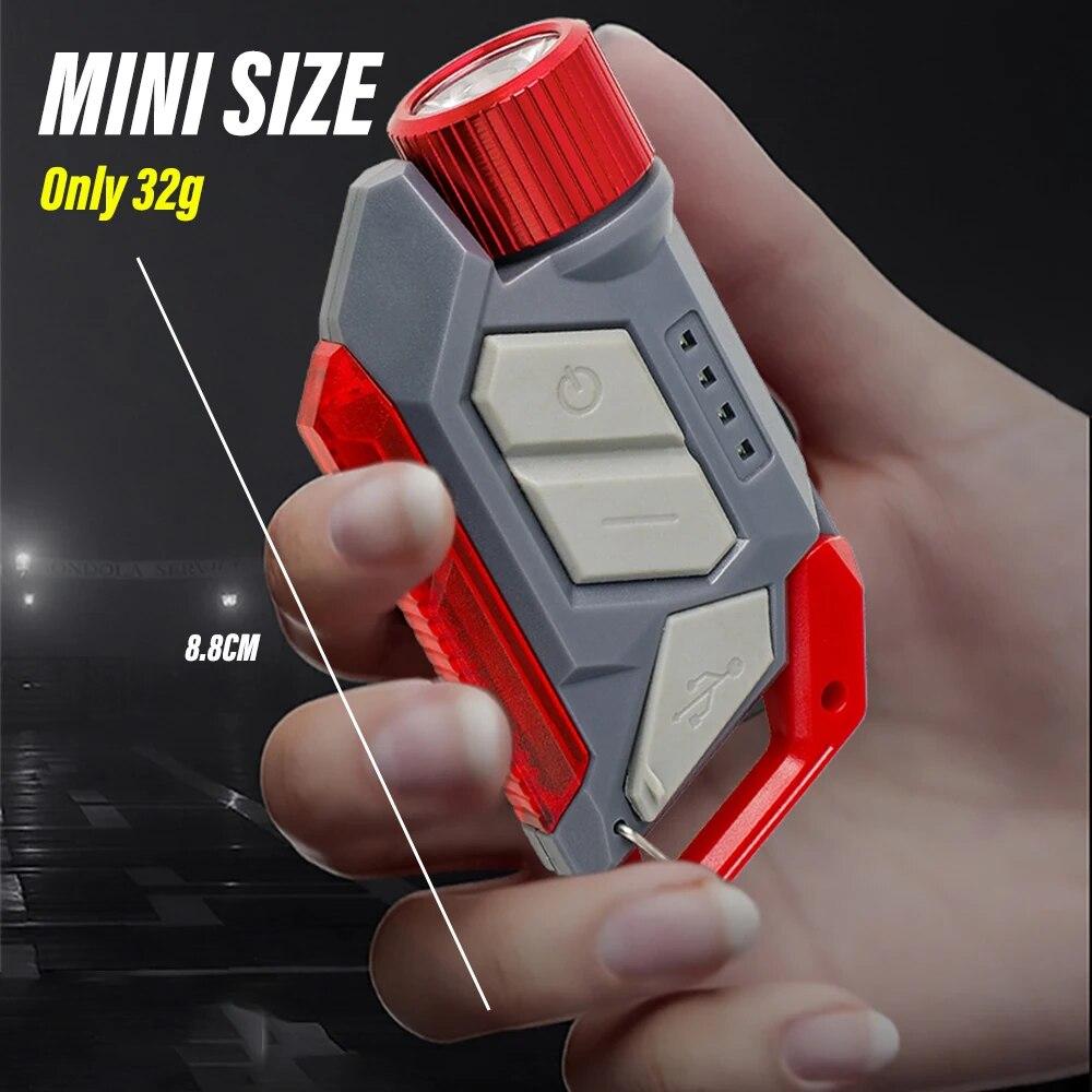 Super Bright MINI LED Flashlight Rechargeable Keychain Worklight Headlight + Side Lights Outdoor Waterproof, Ultra Lightweight