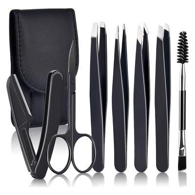 Damen Gesichtsbehaarungspinzette 7er-Set Augenbrauenpinzetten-Set Endhaar-Pinzetten-Set Augenbrauenbürste