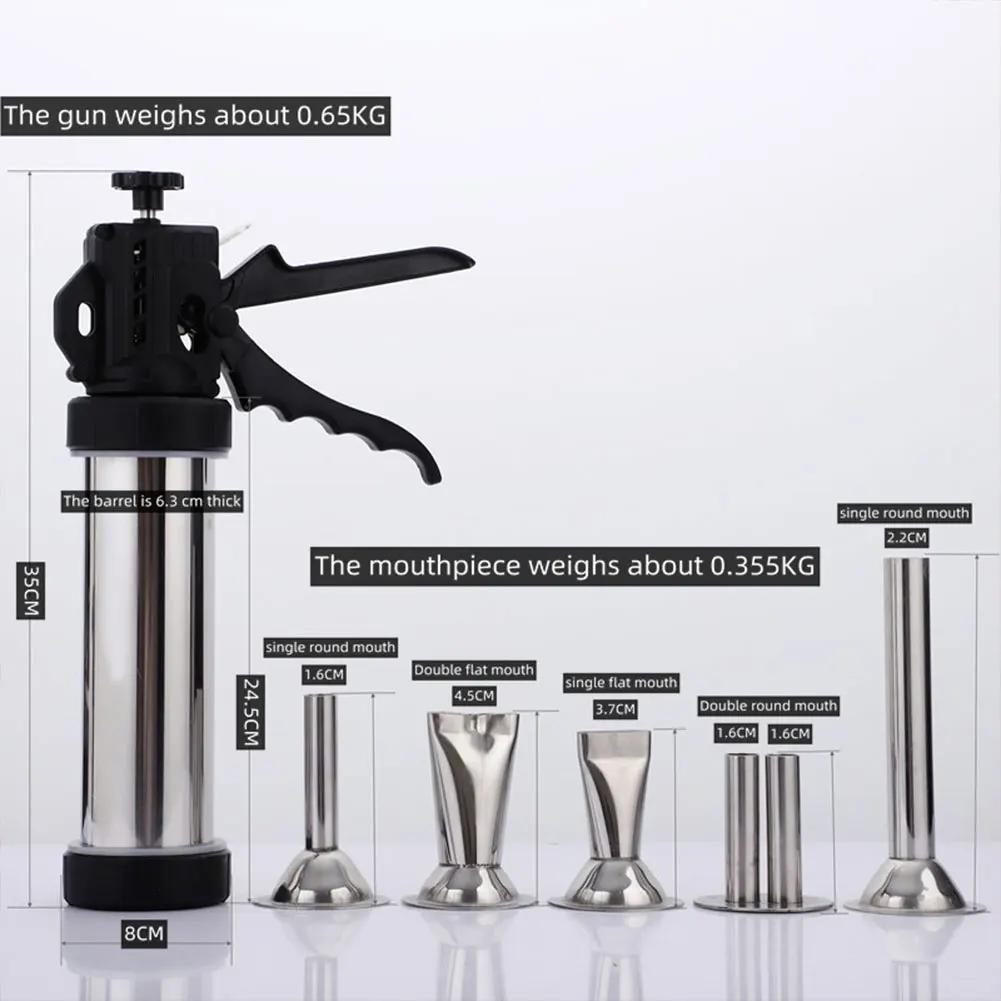 5pcs/Set Homemade Sausage Stuffer Manual Meat Syringe with 5Nozzles Sausage Machine Sausage Filler Meat Injector Meat Maker Tool