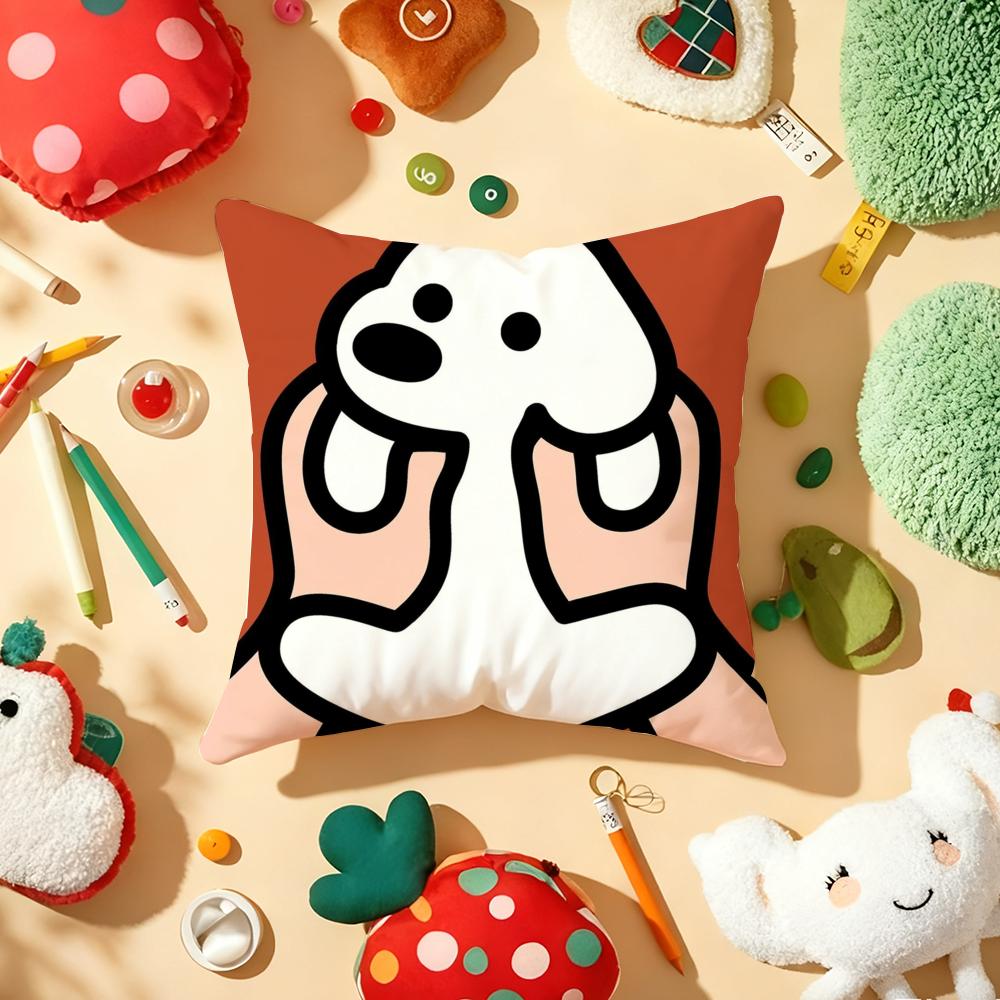 Korea M-Matsui Cute Dog Cushion Cover Plush Fabric Soft Double-Sided Printed Sofa Warm Winter Home Gift Pillow Cover