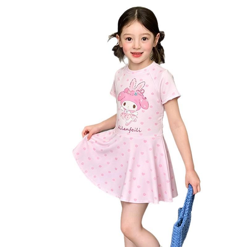 Children's Swimsuit Girls' Jumpsuit Style Polyester Cartoon Cute Swimsuit for Children Beach Vacation Swimsuit