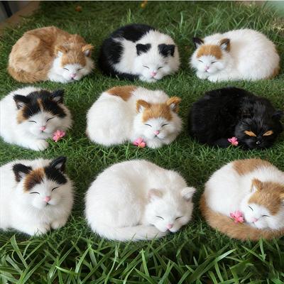 Handgefertigtes Echtfell Katzenmodell Plüsch-Ornament für Heimdekoration