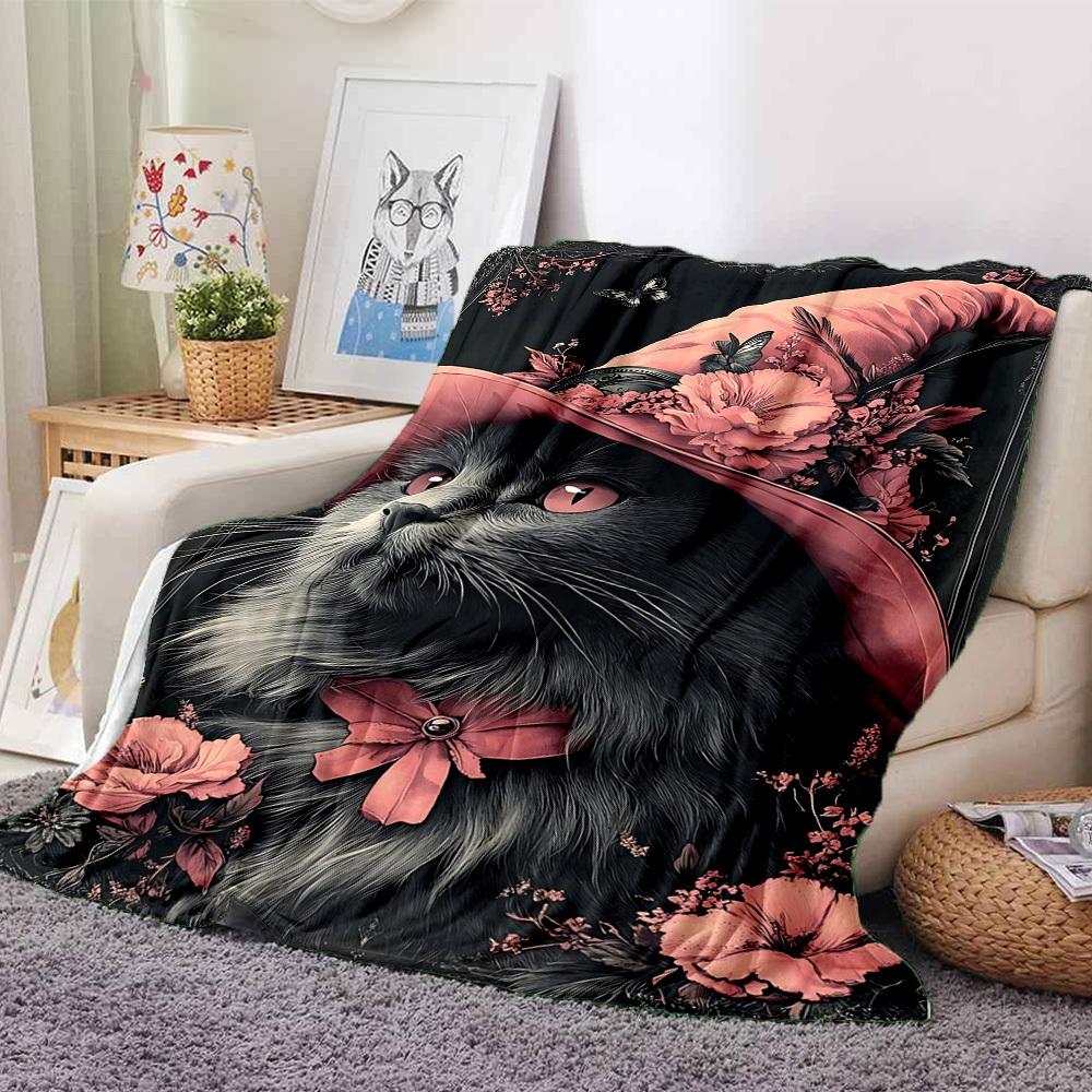1pc Cat Fashion Decor Blanket Lightweight Blanket Throw Blanket For Sofa, Bed, Travel, Camping, Livingroom, Office yy251010038