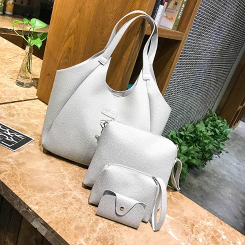 Elegant Fashion Women Handbags Messenger Shoulder Tote Bags 4pcs Purse Set