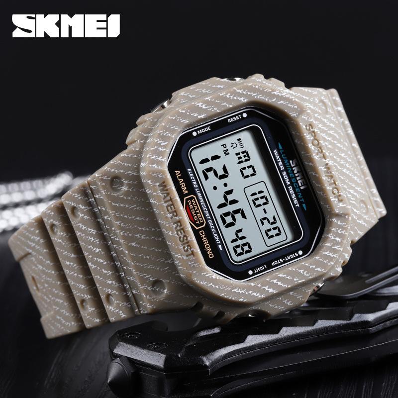 Męski zegarek studencki Moment Beauty wielofunkcyjny kwadratowy odporny na wstrząsy kreatywny kamuflaż sportowy zegarek elektroniczny na świeżym powietrzu