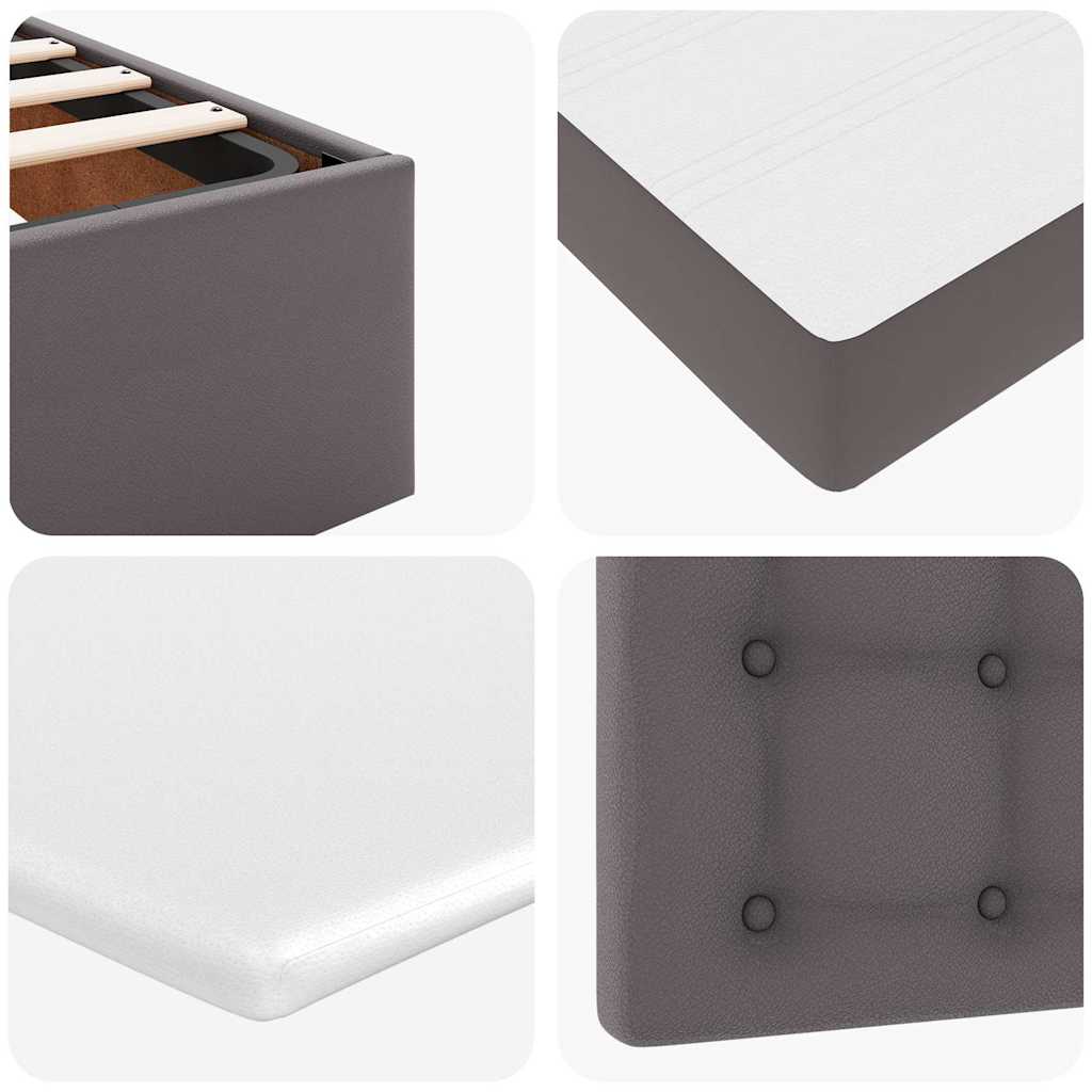 Ottoman Bed with Mattress Grey 80x200 cm Faux Leather