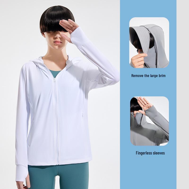 

Ультрапрохладная куртка из ледяного шелка для защиты от солнца - Дышащая, с защитой от УФ-лучей для женщин и мужчин с широкими полями - Идеально подходит для летней одежды на открытом воздухе M